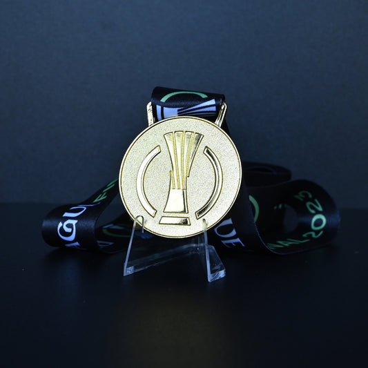 2023 UEFA Europa Conference League Medal Back View, West Ham United Winner Medal Starball Pattern, High-quality Gold Alloy Detail, Prague Final Commemorative Football Medal