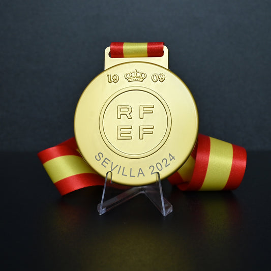 2024 Copa del Rey Medal Back View, Athletic Bilbao Winner Medal Fine Pattern, High Quality Gold Alloy Football Souvenir
