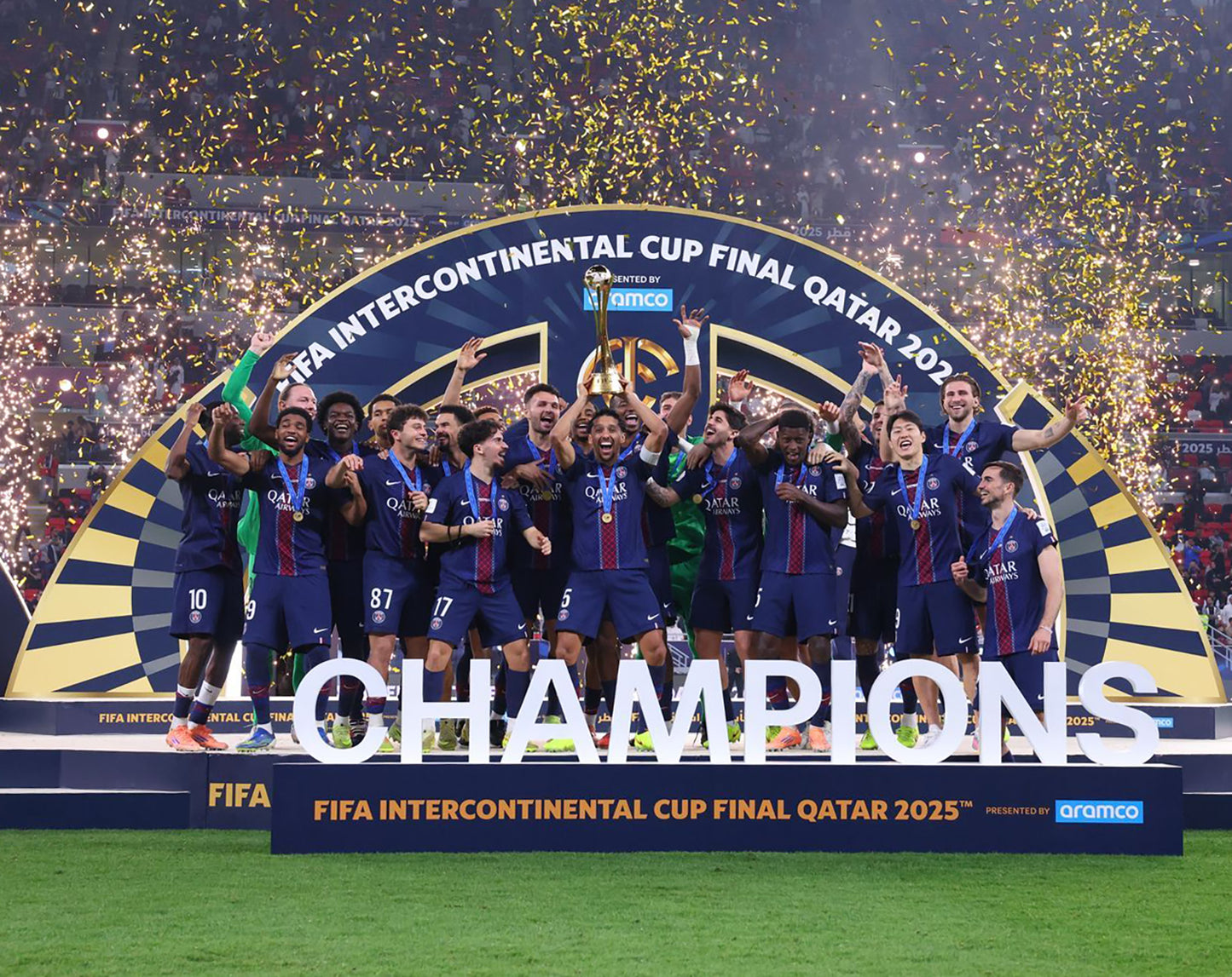 2025 FIFA Intercontinental Cup Medal Close-up, Paris Saint-Germain Champion Gold Alloy Medal, FIFA Official Design, Rayyan Final Commemorative Fan Souvenir
