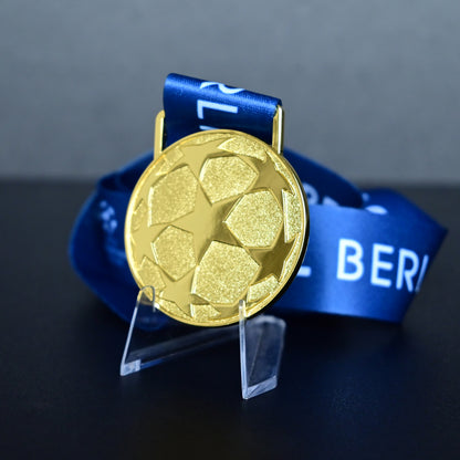 2015 UCL Medal Back Design, Barcelona 5th Champions Title Commemorative, Bright Gold Football Fan Souvenir