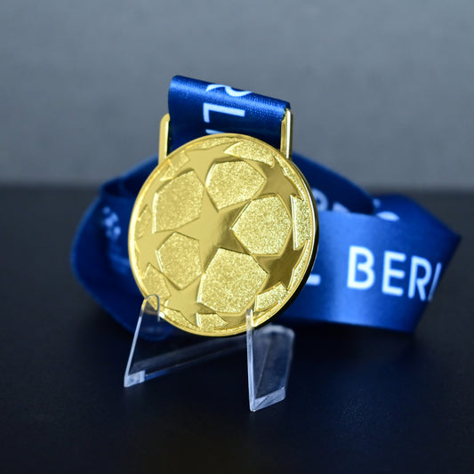 2015 UCL Medal Back Design, Barcelona 5th Champions Title Commemorative, Bright Gold Football Fan Souvenir