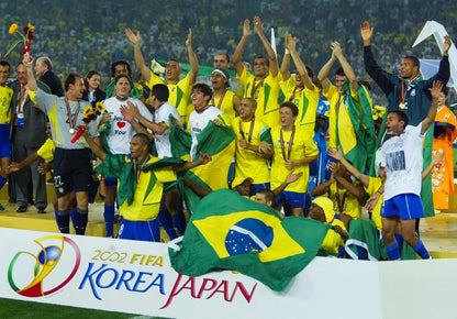 2002 FIFA World Cup Korea Japan Brazil Champions Celebration - Brazil National Team Lifting the Trophy at International Stadium Yokohama, Football Fan Wall Art & Collectible Decor