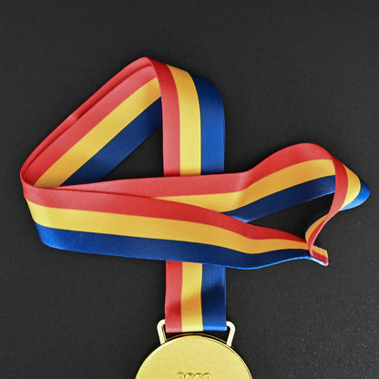 2002 FIFA World Cup Brazil Champions Medal Accessory - Close-Up of Colorful Satin FIFA Printed Ribbon, Premium Display Accessory for Collectible Medals