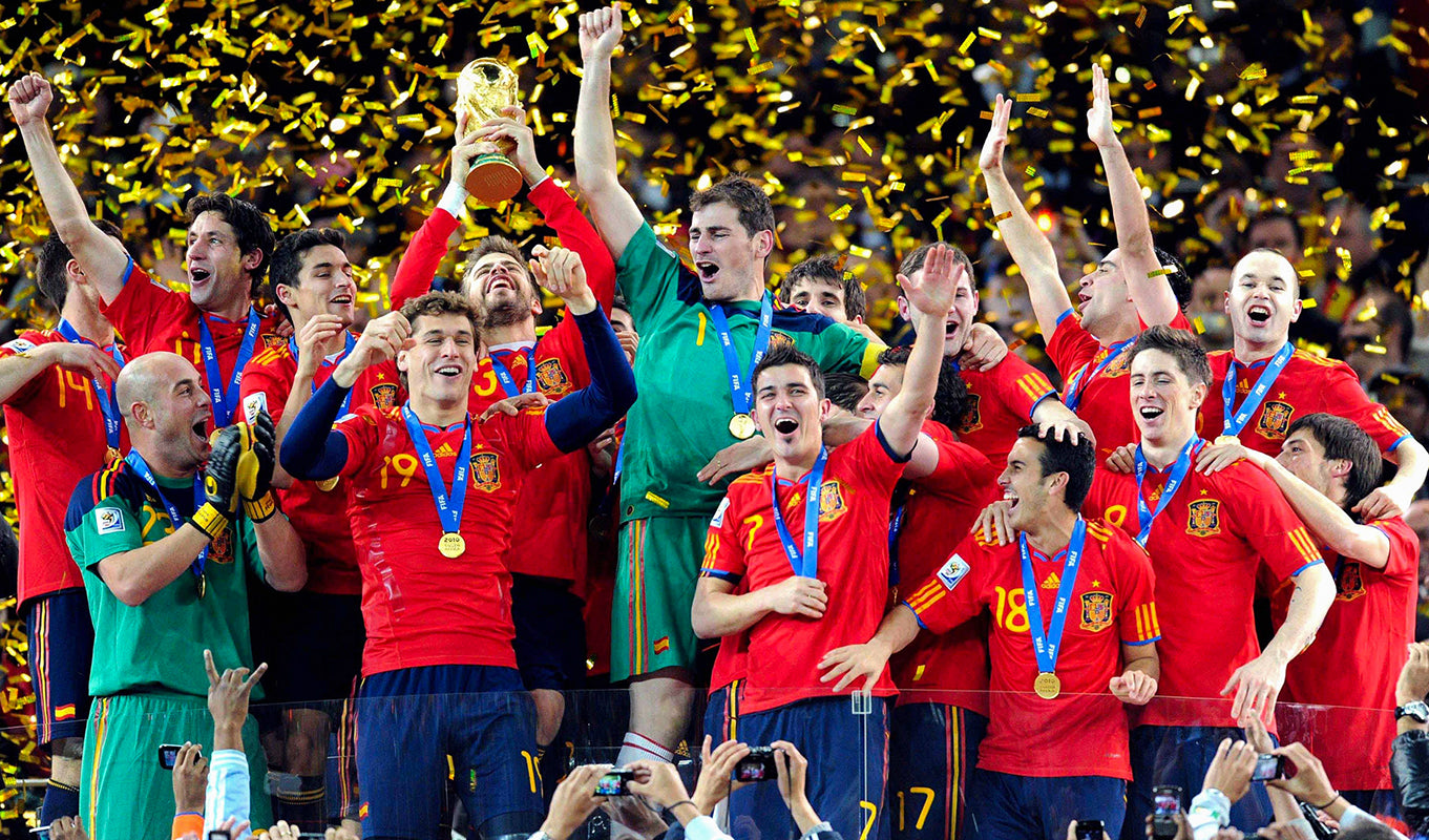 2010 FIFA World Cup South Africa Spain Champions Celebration - Spain National Team Lifting the Trophy at Soccer City Stadium, Football Fan Wall Art