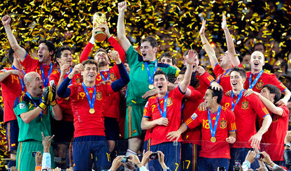 2010 FIFA World Cup South Africa Spain Champions Celebration - Spain National Team Lifting the Trophy at Soccer City Stadium, Football Fan Wall Art
