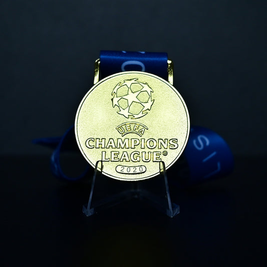 2020 UEFA Champions League Medal Front View, Bayern Munich Champion Gold Alloy Medal with UCL Logo, Lisbon Estádio da Luz Final Collectible