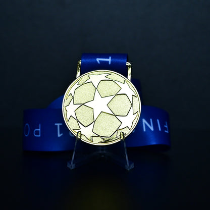 2021 UCL Medal Back Design, Chelsea 2nd Champions Title Commemorative, Bright Gold Football Fan Souvenir