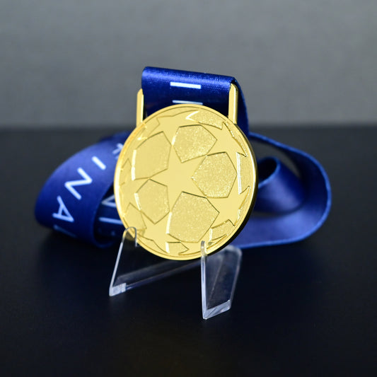 2022 UCL Medal Back Design, Real Madrid 14th Champions Title Commemorative, Bright Gold Football Fan Souvenir