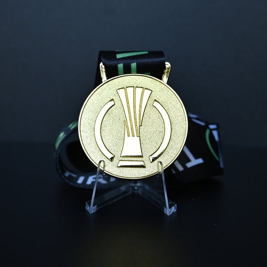 2022 UEFA Europa Conference League Medal Back View, Roma Winner Medal Starball Pattern, High-quality Gold Alloy Detail, Tirana Final Commemorative Football Medal