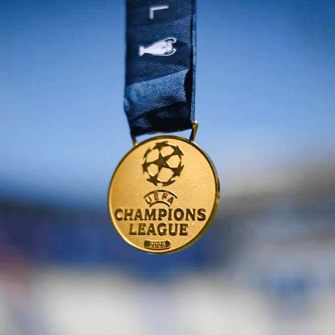 2023 UEFA Champions League Medal Close-up, High-quality Alloy Gold Finish, Manchester City Fan Collection Memorabilia