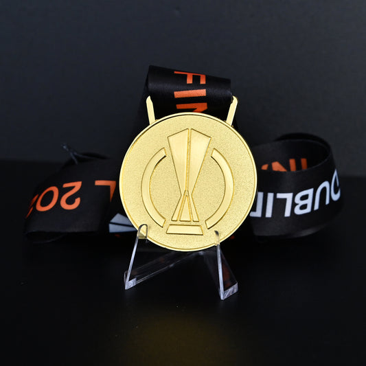 2024 UEFA Europa League Medal Back View, Atalanta Winner Medal Starball Pattern, High-quality Gold Alloy Detail, Dublin Final Commemorative Football Medal