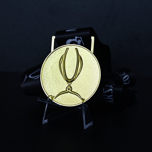 2024 UEFA Super Cup Medal Back View, Real Madrid Winner Medal Star Pattern, High-quality Gold Alloy Detail, Warsaw Final Commemorative Football Medal