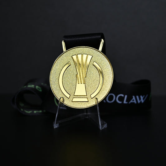 2025 UEFA Europa Conference League Medal Back View, Chelsea Winner Medal Starball Pattern, High-quality Gold Alloy Detail, Wroclaw Final Commemorative Football Medal