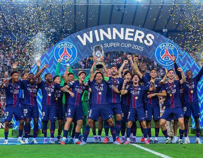 2025 UEFA Super Cup Medal Close-up, Paris Saint-Germain Champion Gold Alloy Medal, UEFA Official Design, Udine Final Commemorative Fan Souvenir
